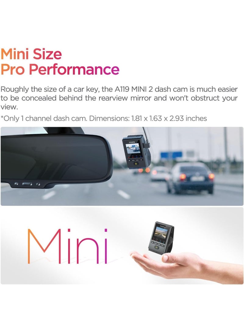 Viofo A119 Mini Dash Cam – 2K 1440P @ 60fps with Sony STARVIS Sensor, Supercapacitor, 5GHz Wi-Fi, GPS, Night Vision & 24/7 Parking Mode - Image 3
